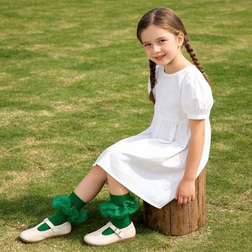 Girls Ruffle Socks Double Lace Turn Cuff Frilly Church Dress Socks - Image 2