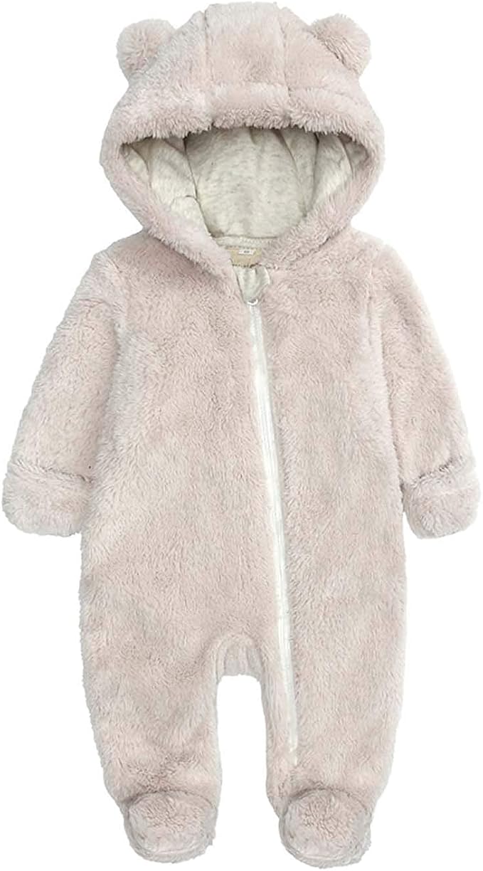 Baby Furry Jumpsuit Infant Bear Onesies Zipper Long Sleeve One-Piece Romper by BabymineStartFromTheHeart