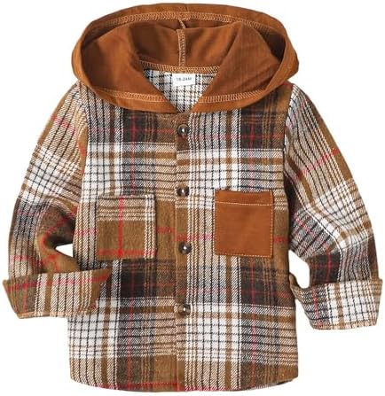 Toddler Baby Boy Long Sleeve Shirt Flannel Buffalo Plaid Shirts Button Down by KimiBear