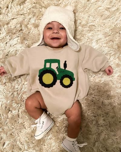 VISGOGO Newborn Infant Baby Boy Oversized Romper Sweater Bodysuits Coming Home - Image 7