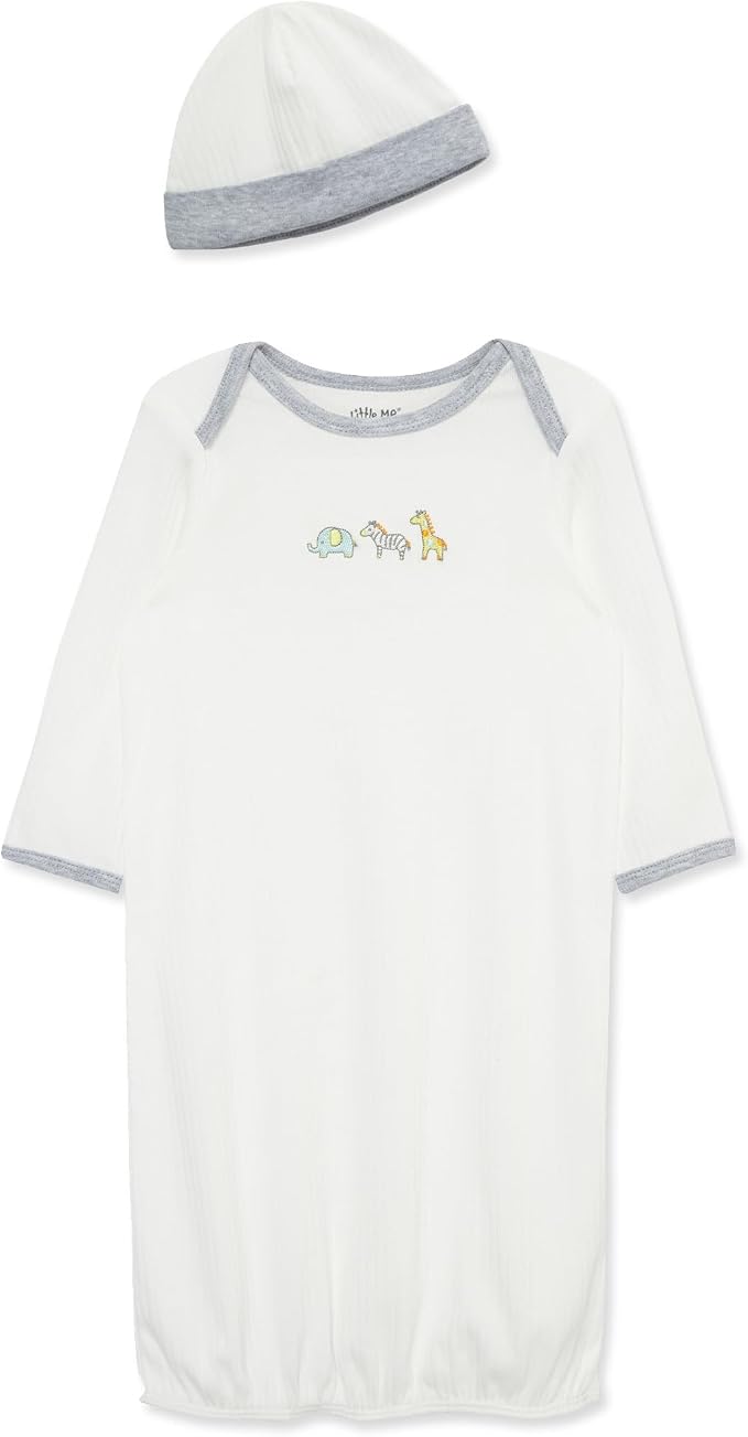 Little Me Clothes Baby Gender Neutral 2-Pc Nightgown and Cap Set 100% Cotton by LittleMeChildrensApparel