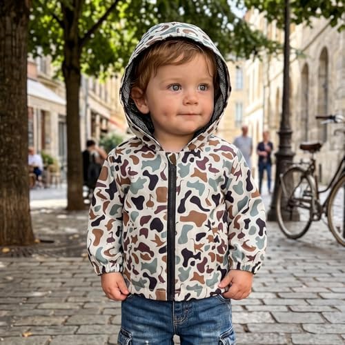 Toddler Baby Boy Camo Hoodie Windbreaker Zip Up Long Sleeve Hooded Camouflage - Image 2