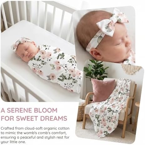 Floral Receiving Blankets for Baby Girls Swaddle Blanket - Image 2