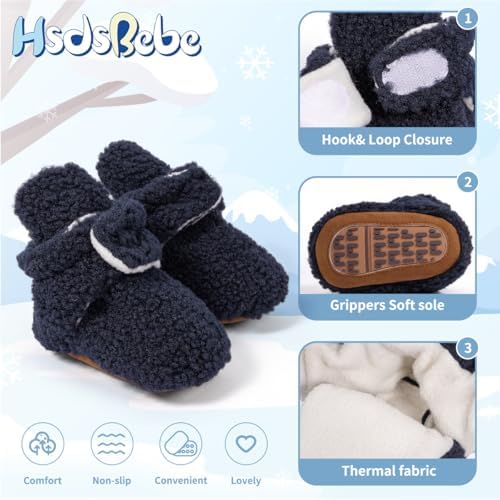 HsdsBebe Unisex Newborn Baby Cotton Booties Non-Slip Sole - Image 5
