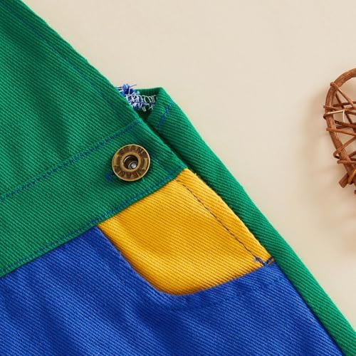 Fernvia Toddler Kids Baby Girl Boy Contrast Color Overalls Shorts Clothes - Image 5
