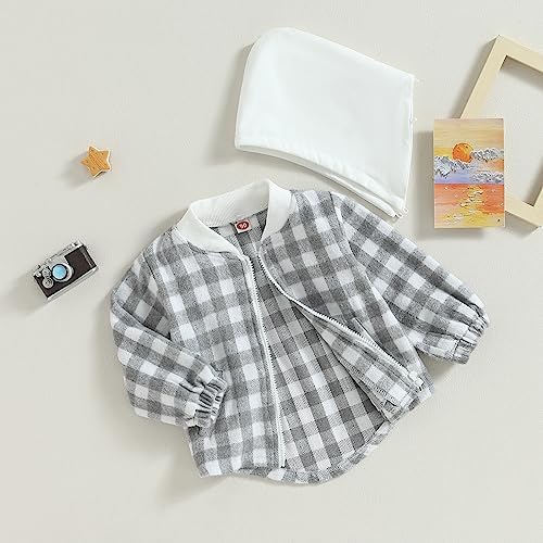 Douhoow Toddler Baby Plaid Jacket Baby Boy GIrl Flannel Hoodies Zip Up Hooded - Image 4