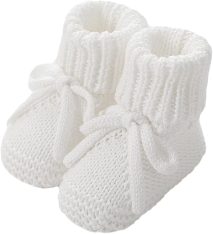 SOLILOQUY Baby Boy Girl Cozy Knit Booties Stay-On Bow Tie Newborn First Shoes by SOLILOQUY