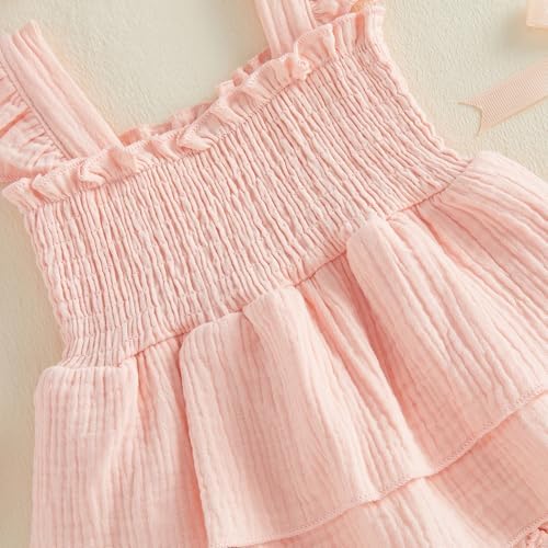 Newborn Baby Girls Summer Clothes Ruffle Sleeveless Pleated Smocked Bubble - Image 7