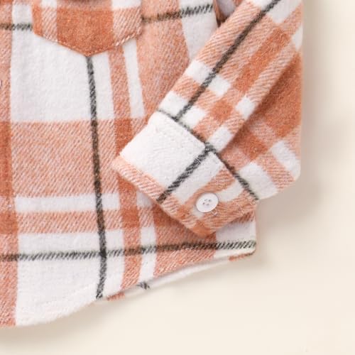 YOUNGER STAR Toddler Kids Boys Girls Flannel Hooded Plaid Shirt Button Baby Red - Image 6
