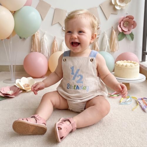 Honganda Baby Boy 1/2 Birthday Outfit Half Way to One Cake Smash Romper - Image 4