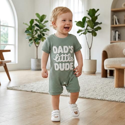 allshope Newborn Baby Boy Summer Outfit Romper Letter Embroidery Short Sleeve - Image 2