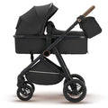 2 in 1 Baby Stroller, High Landscape Infant Stroller Pram Foldable Pushchair with Adjustable Canopy, Storage Basket, Suspension Wheels,5-Point Harness,Mom Bags (Black)
