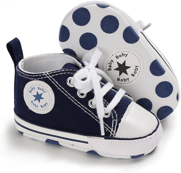 Unisex Baby Girls Boys Canvas High-top Shoes, Newborn Infant Anti-Slip Soft by KKIIDDSS