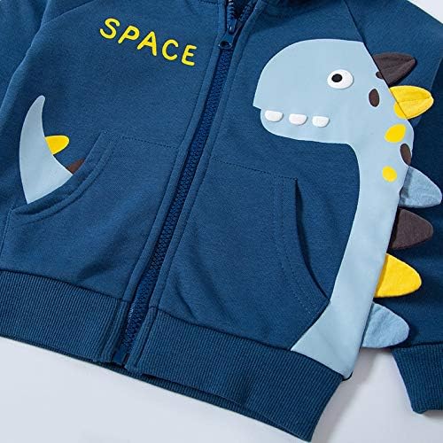 Baby Toddler Boys Dinosaur Hooded Zip Jacket Casual Outerwear Active Sweatshirt - Image 3