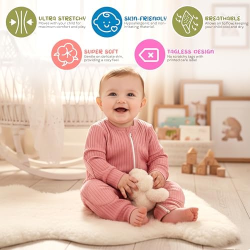 NurtureNauts® Scoot Suit, 100% Cotton, Elbow & Knee Pads, 2-Way Zipper - Image 4