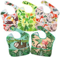 PandaEar 5 Pack Baby Bibs for Boys & Girls, Waterproof Adjustable Mealtime Bibs by PandaEar
