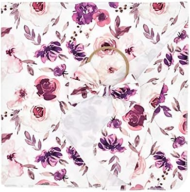 Newborn Floral Receiving Blanket Baby Girls Swaddle Wrap and Headband Set - Image 4