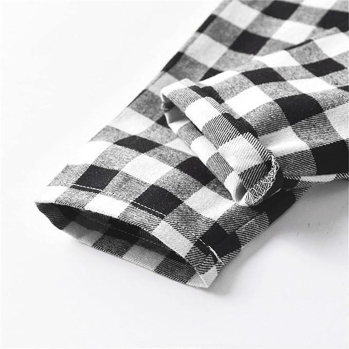 Schbbbta Kids Pajamas Set, Plaid Button Down Pjs for Girls & Boys, 9 Months - 14 Years