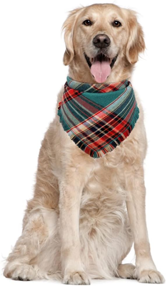Christmas Dog Bandana Plaid Reversible Triangle Bibs Scarf Accessories - Image 5