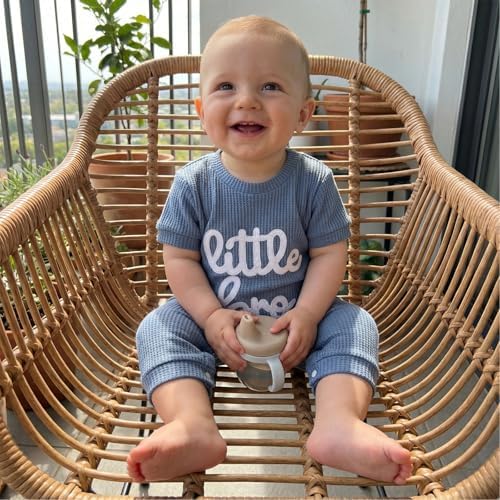 allshope Newborn Baby Boy Summer Outfit Romper Letter Embroidery Short Sleeve - Image 4