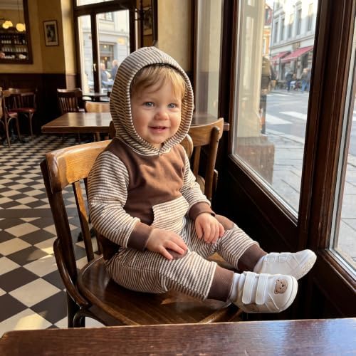 Infant Baby Boy Fall Winter Clothes Outfit Hooded Long Sweatshirt Pant Set - Image 3