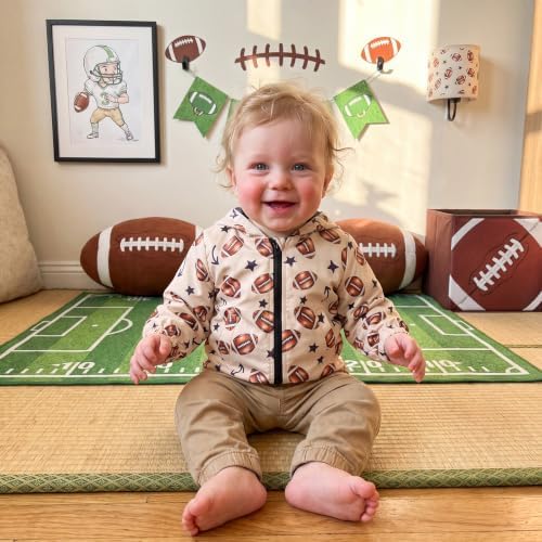 Toddler Baby Boy Footabll Outfit Hooded Zip Up Jacket Fall Outwear - Image 3