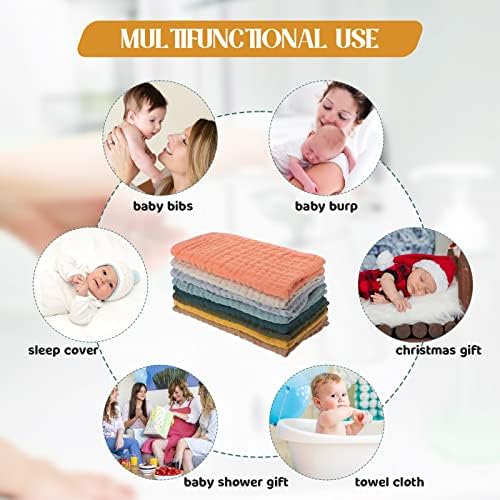Remagr 8 Packs Muslin Burp Cloths Large 20" x 10", 6 Layers Unisex Baby - Image 5