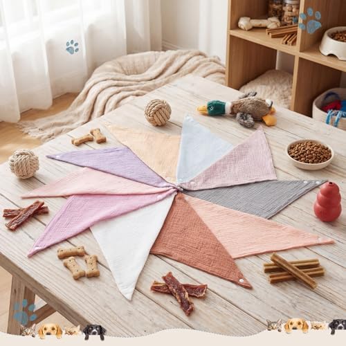 10 Pcs Muslin Cotton Triangle Dog Bandanas Reversible Pet Bibs Scarf Dog Scarves - Image 7