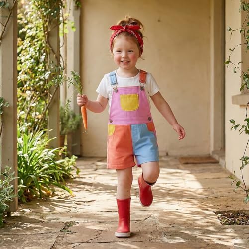 Fernvia Toddler Kids Baby Girl Boy Contrast Color Overalls Shorts Clothes - Image 2