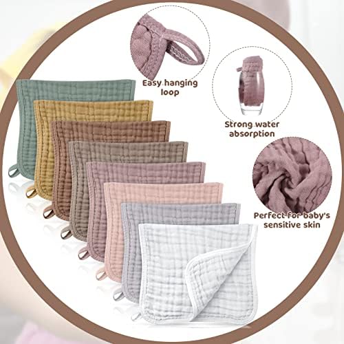 8 Packs Muslin Burp Cloths Large 20" x 10", 6 Layers Unisex Baby Absorbent 100% - Image 2