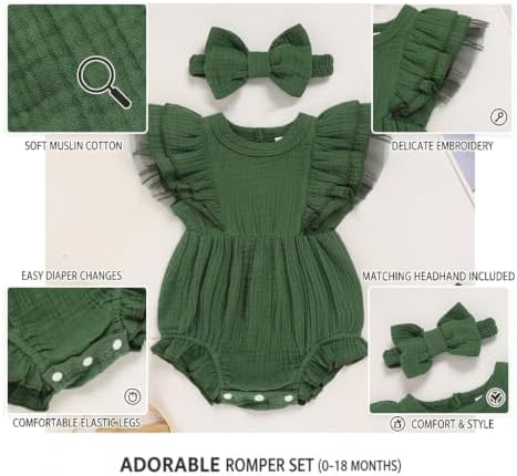 TITKKOP Ruffle Bubble Romper for Baby Girl | One-Piece Shorts Jumpsuit | Summer - Image 5