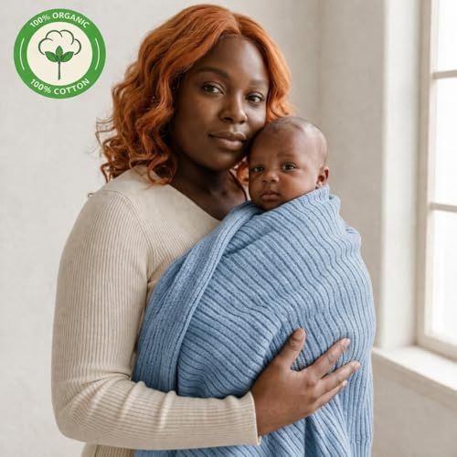 Receiving Blankets, 100% Organic Cotton Knit, Newborn Baby Swaddle | - Image 2