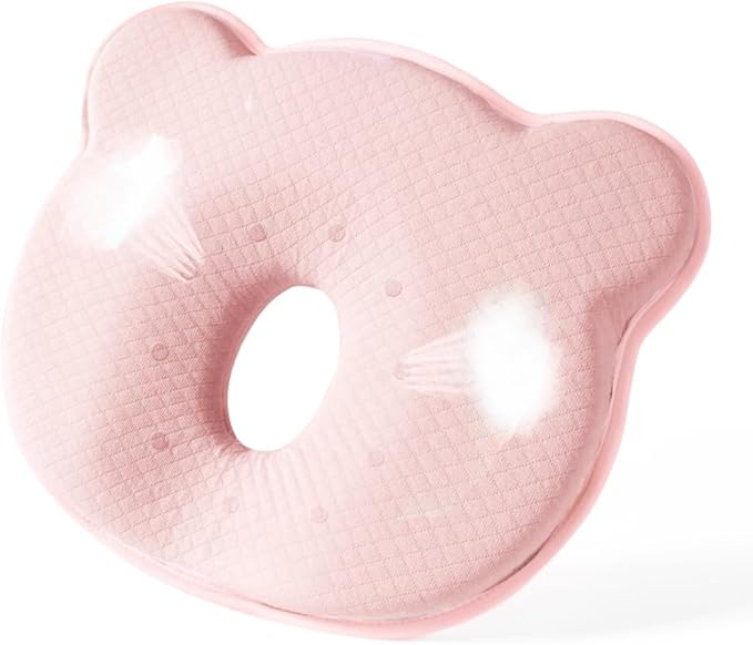 Memory Foam Baby Pillow for Newborn Flat Head Baby Pillow Machine-Washable Neck Support Prevent Flat Head 100% Cotton