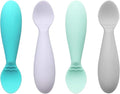 PandaEar Baby Infant Spoons BPA Free, 4-Pack, Soft Silicone, Self Feeding Fat Handle Utensil