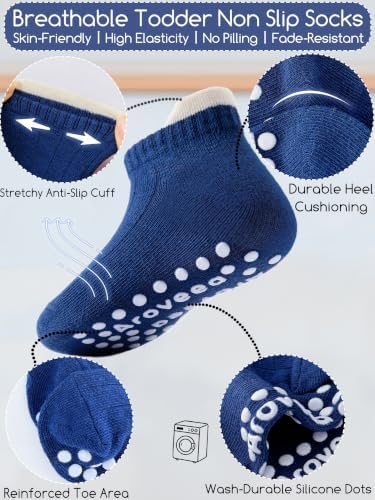 Aroveea Toddler Socks Non Slip Grip Ankle Baby 12 Pack - Image 6