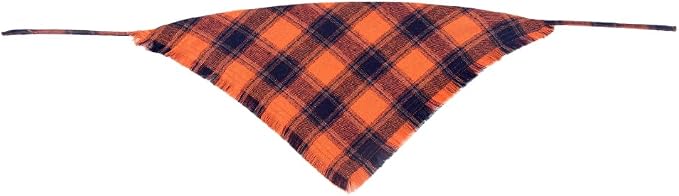 Halloween Dog Bandana Fall Autumn Plaid Reversible Triangle Bibs Scarf - Image 3