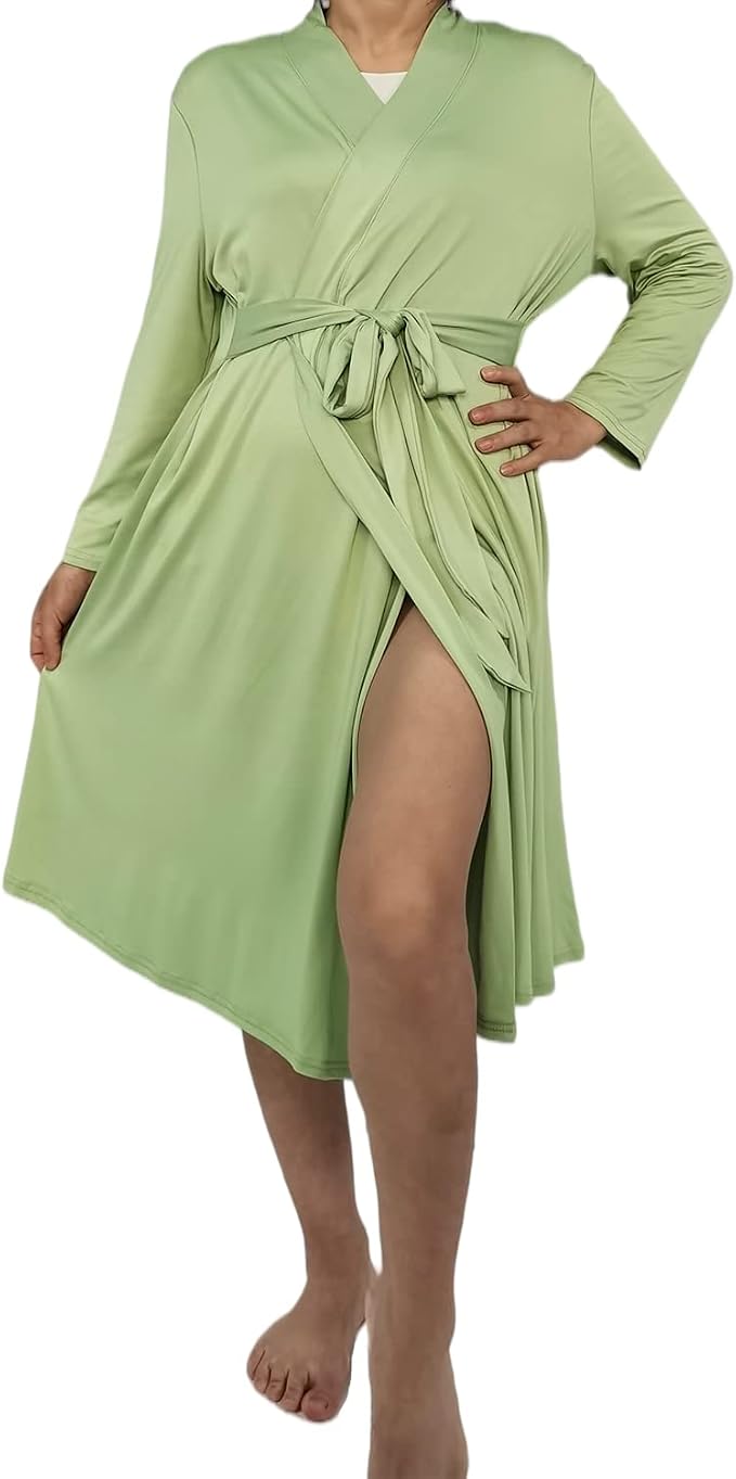 SUFEINI Maternity Robe and Matching Baby Swaddle Blanket Set, Mommy Robe - Image 4