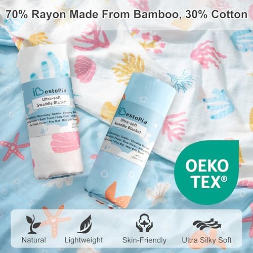 Baby Swaddle Blankets, Bamboo Muslin Receiving Blanket | 2-Pack, Lightweight & - Image 2