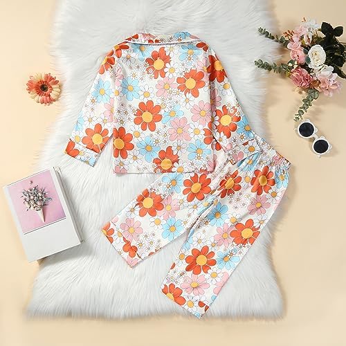 Kids Baby Girl Boy Satin Pajamas Set Button Down Sleep Shirt Top+Long Pants - Image 2