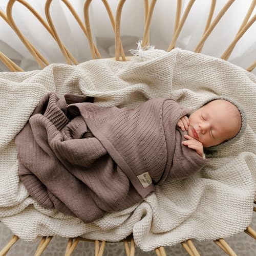 100% Organic Cotton Baby Blanket – Luxury Stretch Ribbed Knit, Breathable - Image 4