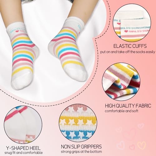 SkiBeaut Baby Toddlers Girls Socks, 12 Pairs Non Slip Kids Grips Toddler Grippy - Image 3