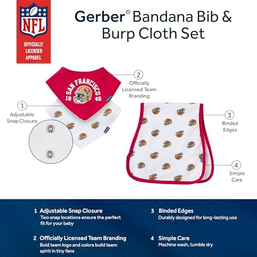 Gerber Baby Nfl Team Bandana Bibs and Burp Cloth Set - Image 5