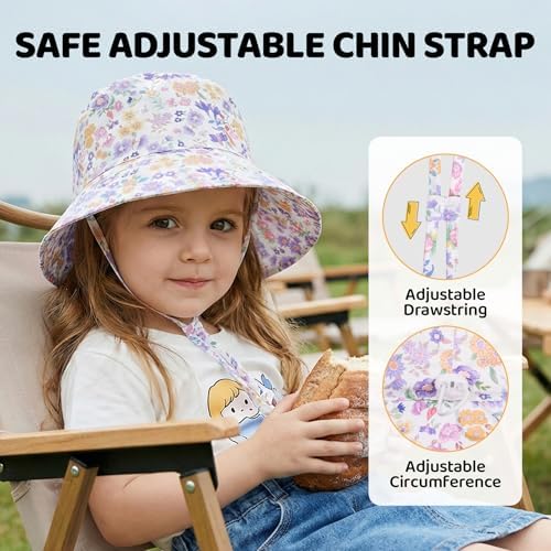 Toddler Bucket Hats UPF 50+ Baby Sun Hat Adjustable Kids Sun Protection Summer - Image 4