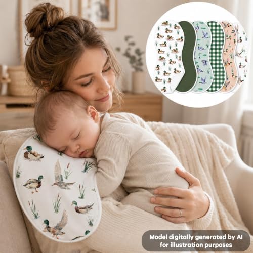 party greeting 6 Pcs Mallard Duck Baby Burp Cloths - Image 3