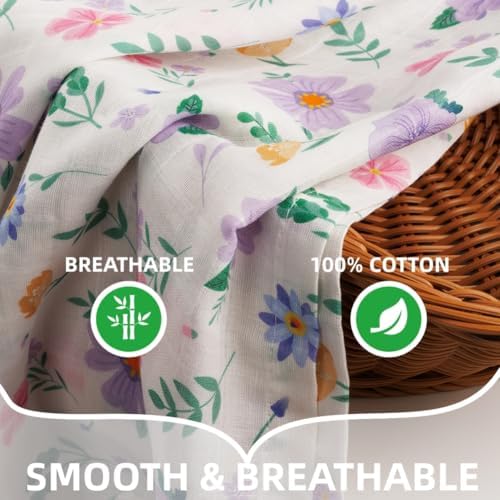 2 Pack Pink Bow Muslin Swaddle Blankets 100% Cotton Breathable Receiving - Image 4