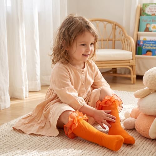 Girls Ruffle Socks Double Lace Turn Cuff Frilly Church Dress Socks - Image 2