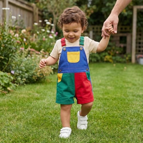 Fernvia Toddler Kids Baby Girl Boy Contrast Color Overalls Shorts Clothes - Image 2