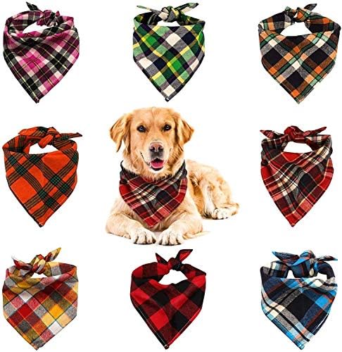 8 Pack Dog Bandanas Large, VIPITH Fall Christmas Dog Bandanas Boy | Classic by VIPITH