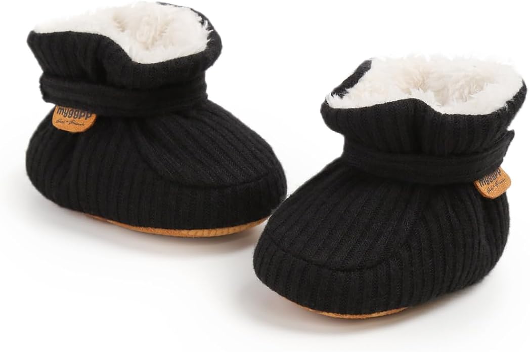 Infant Baby Boys Girls Cozy Fleece Booties Stay on Slippers Non Slip Soft by Bellocasa