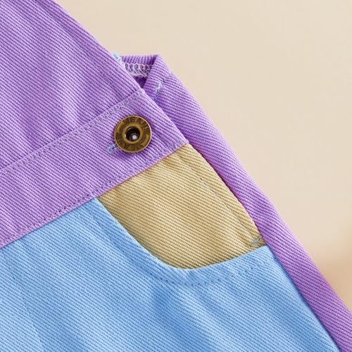 Fernvia Toddler Kids Baby Girl Boy Contrast Color Overalls Shorts Clothes - Image 5